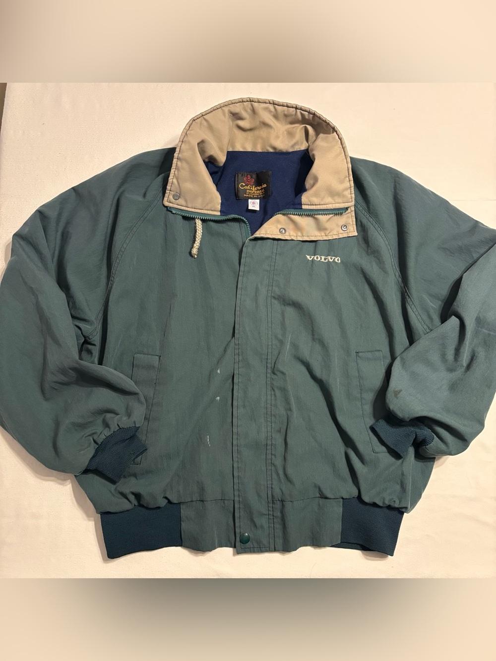 Vintage Dark Green California Imperial Brand Jacket- Volvo on Chest- Made in USA